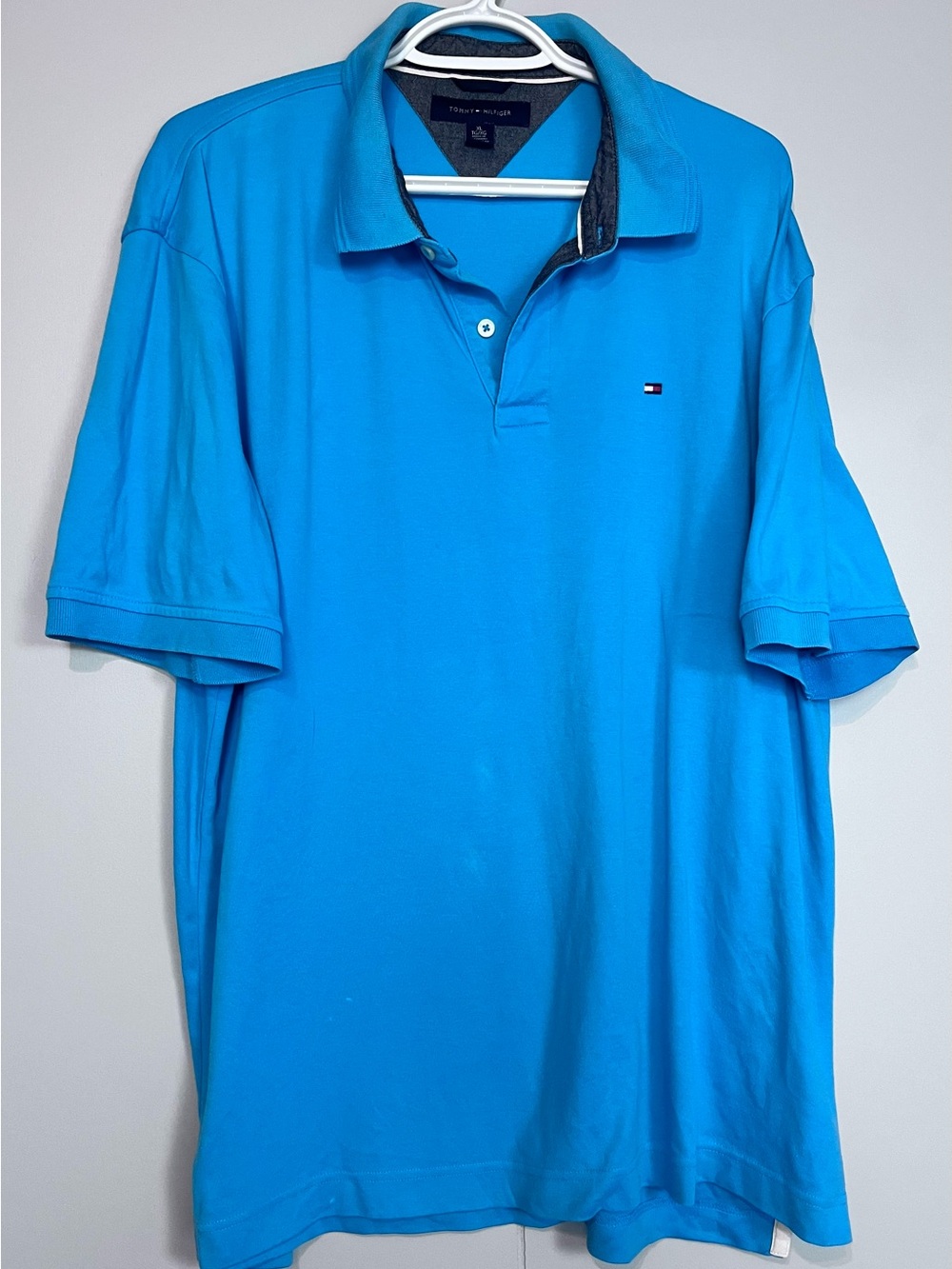 Tommy Hilfiger Blue Polo Shirt XL Short Sleeve Logo Casual Golf Cotton
